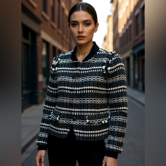 Tory Burch Jackets & Blazers - Tory Burch Black and White Tweed Blazer